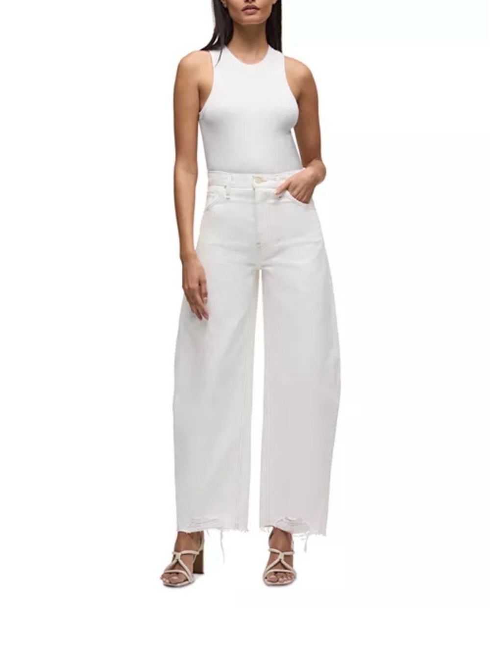 Hudson straight-leg loose-fitting jeans in ecru, high-waisted and wide-leg Sz 30